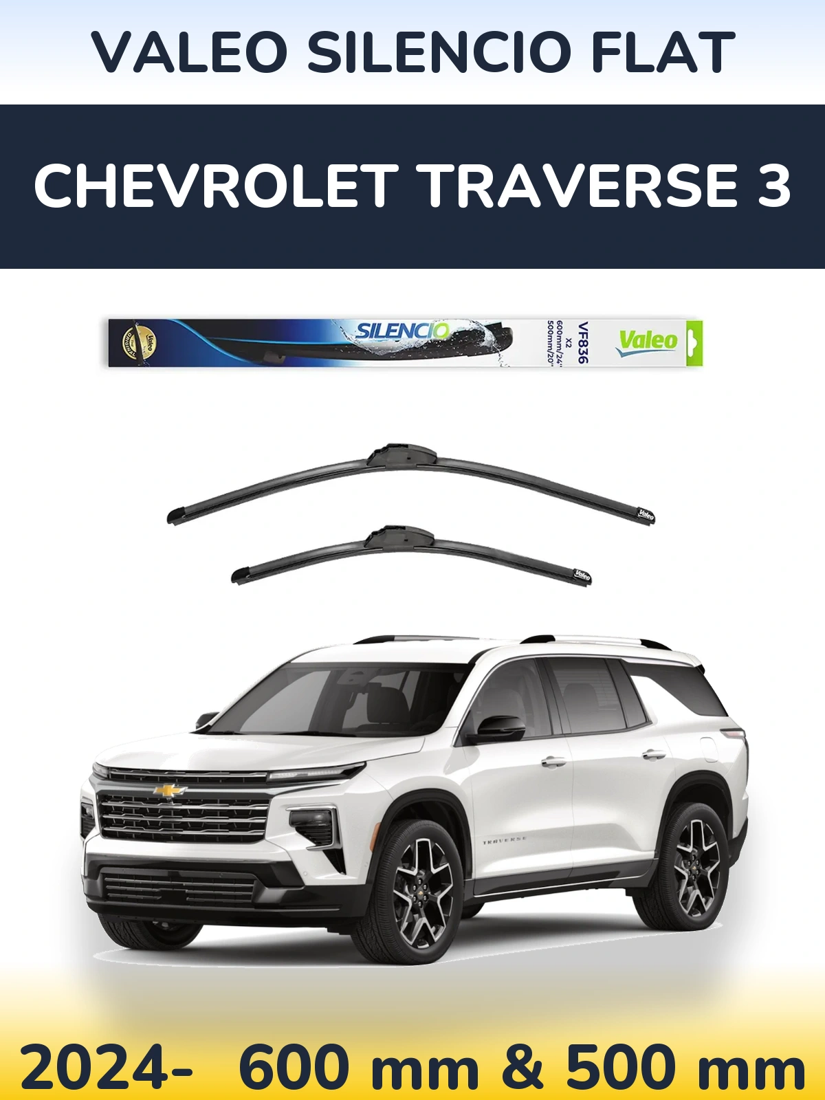 Torkarblad Valeo Silencio Flat för Chevrolet Traverse 3