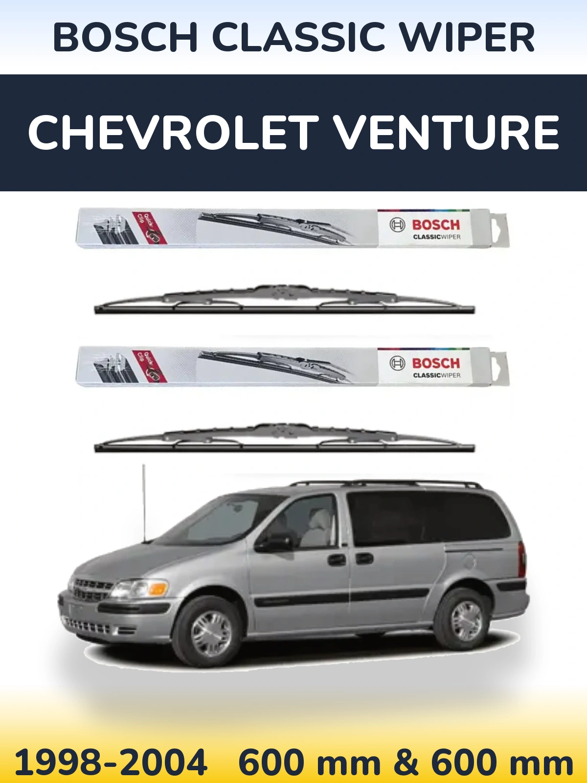 Комплект передніх щіток BOSCH Classic Wiper 600 & 600 мм для Chevrolet Venture 1998-2004