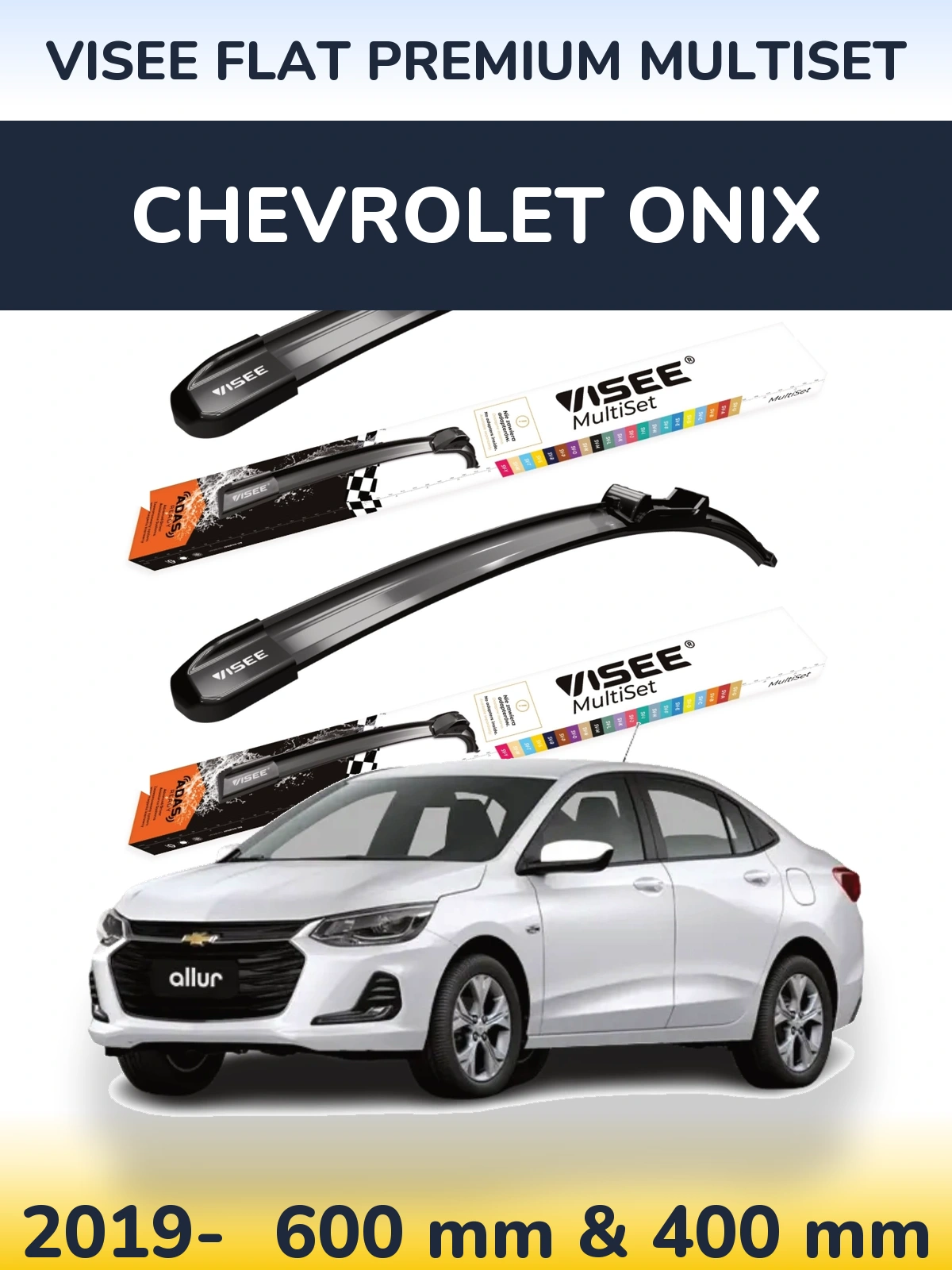 Torkarblad VISEE FLAT PREMIUM MultiSet för Chevrolet Onix