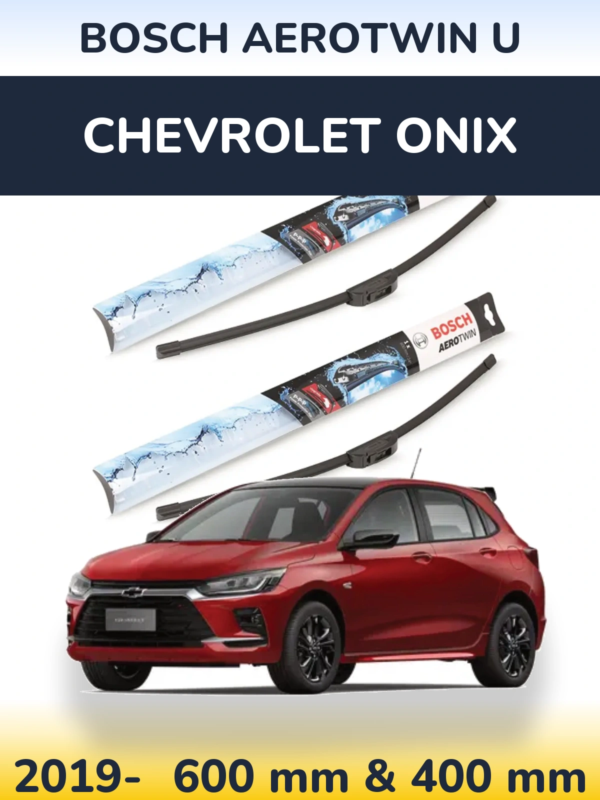Комплект передніх щіток BOSCH AeroTwin U 600 & 400 мм для Chevrolet Onix 2019-2026