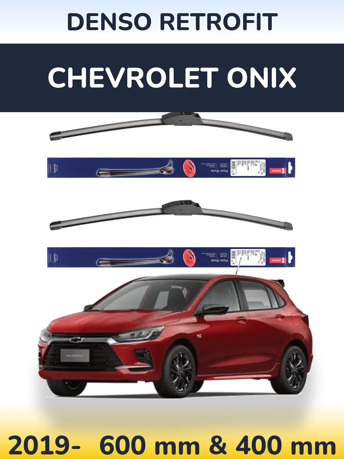 Комплект передніх щіток Denso Retrofit 600 & 400 мм для Chevrolet Onix 2019-2026