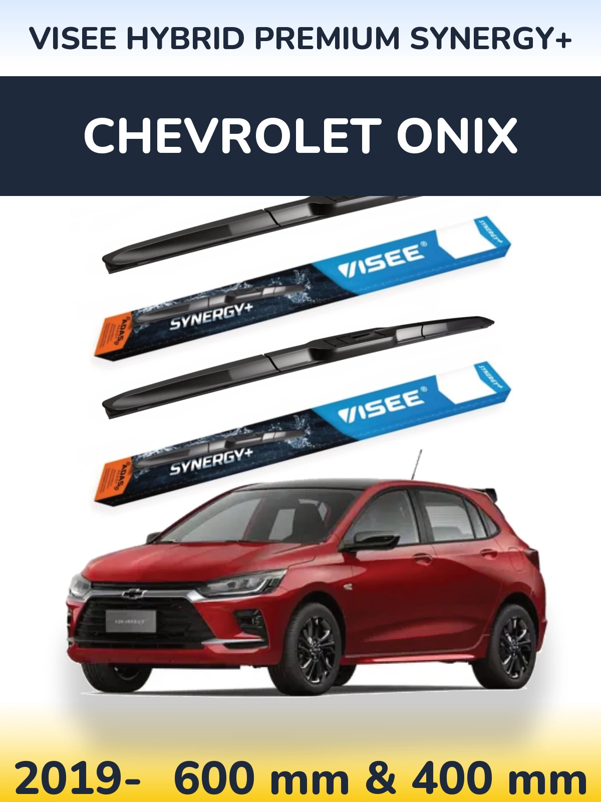 Комплект передніх щіток VISEE HYBRID PREMIUM SYNERGY+ 600 & 400 мм для Chevrolet Onix 2019-2026