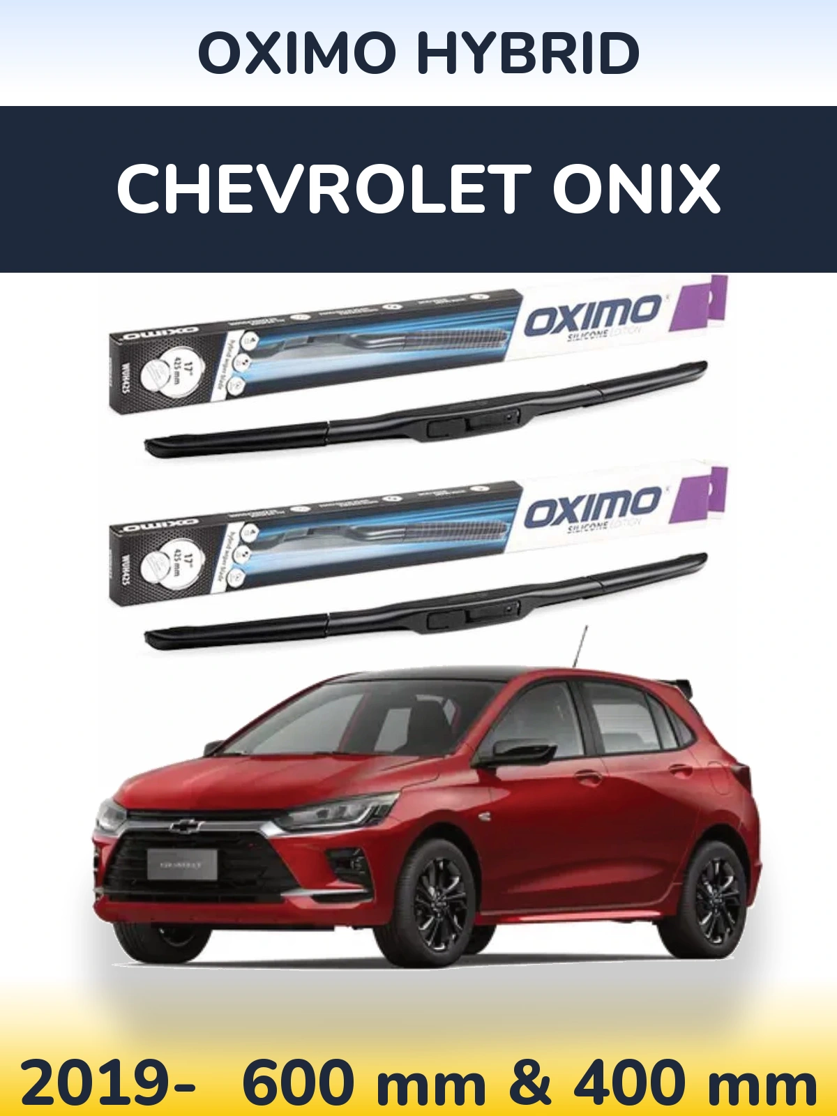 Комплект передніх щіток Oximo Hybrid 600 & 400 мм для Chevrolet Onix 2019-2026