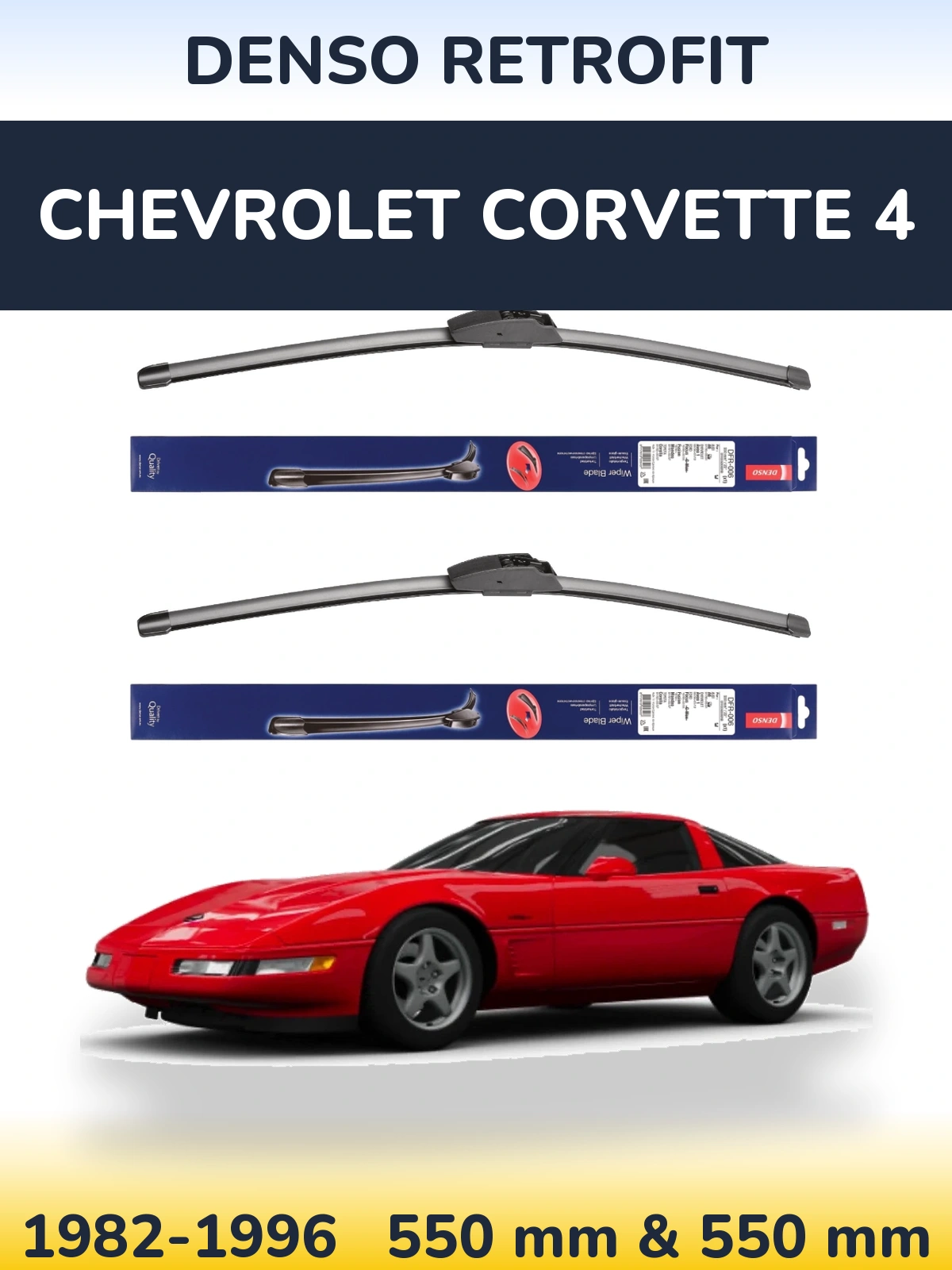 Комплект передних дворников Denso Retrofit 550 & 550 мм для Chevrolet Corvette 4 1982-1996