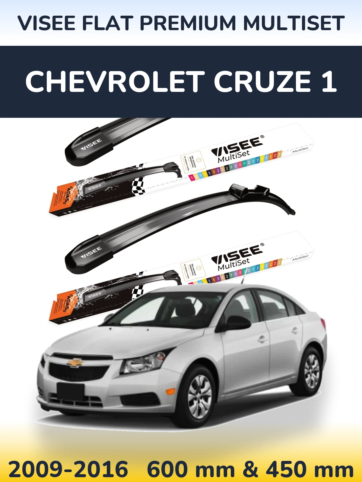 Torkarblad VISEE FLAT PREMIUM MultiSet för Chevrolet Cruze 1