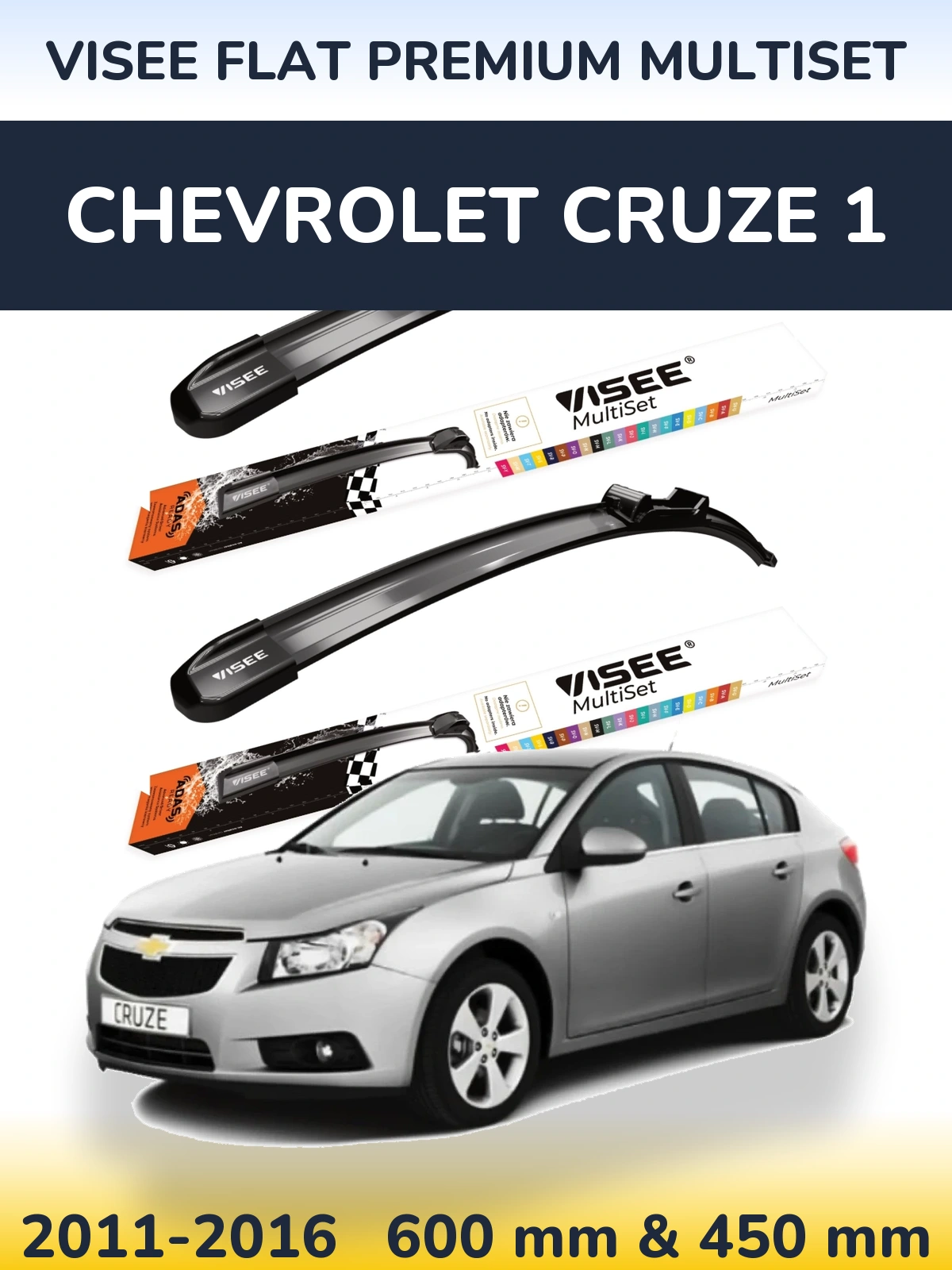 Torkarblad VISEE FLAT PREMIUM MultiSet för Chevrolet Cruze 1