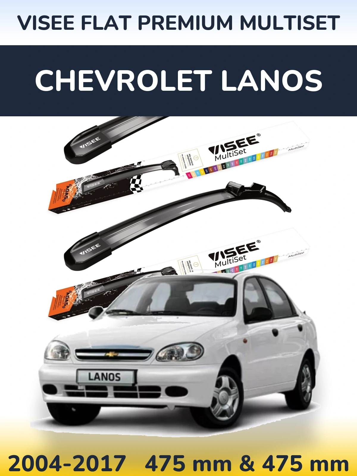 Torkarblad VISEE FLAT PREMIUM MultiSet för Chevrolet Lanos