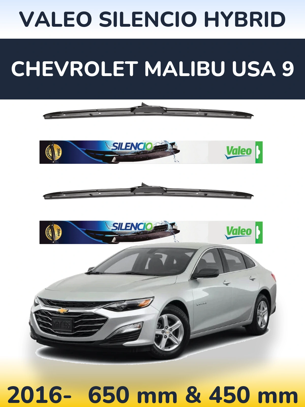 Torkarblad Valeo Silencio Hybrid för Chevrolet Malibu USA 9