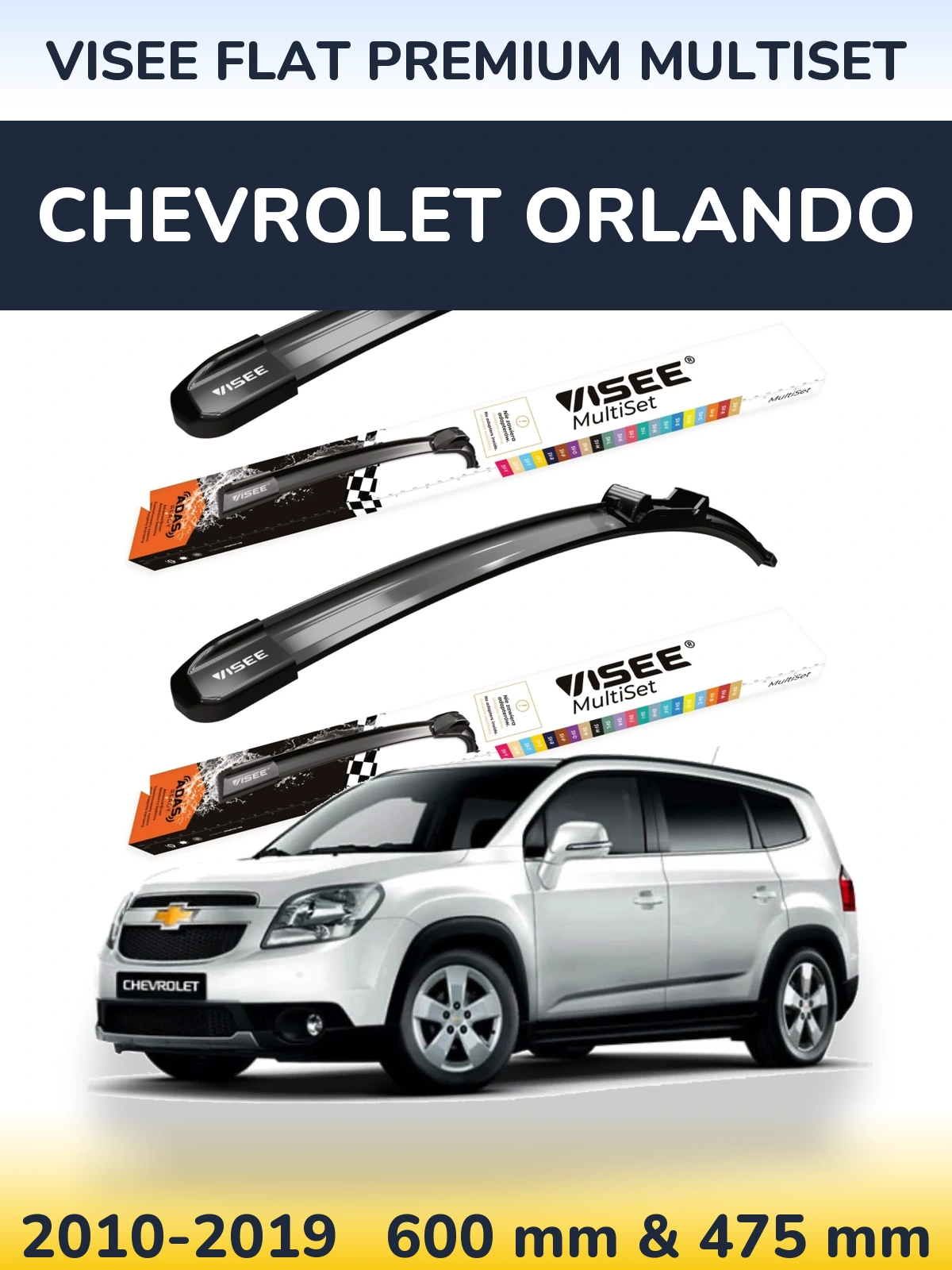 Torkarblad VISEE FLAT PREMIUM MultiSet för Chevrolet Orlando