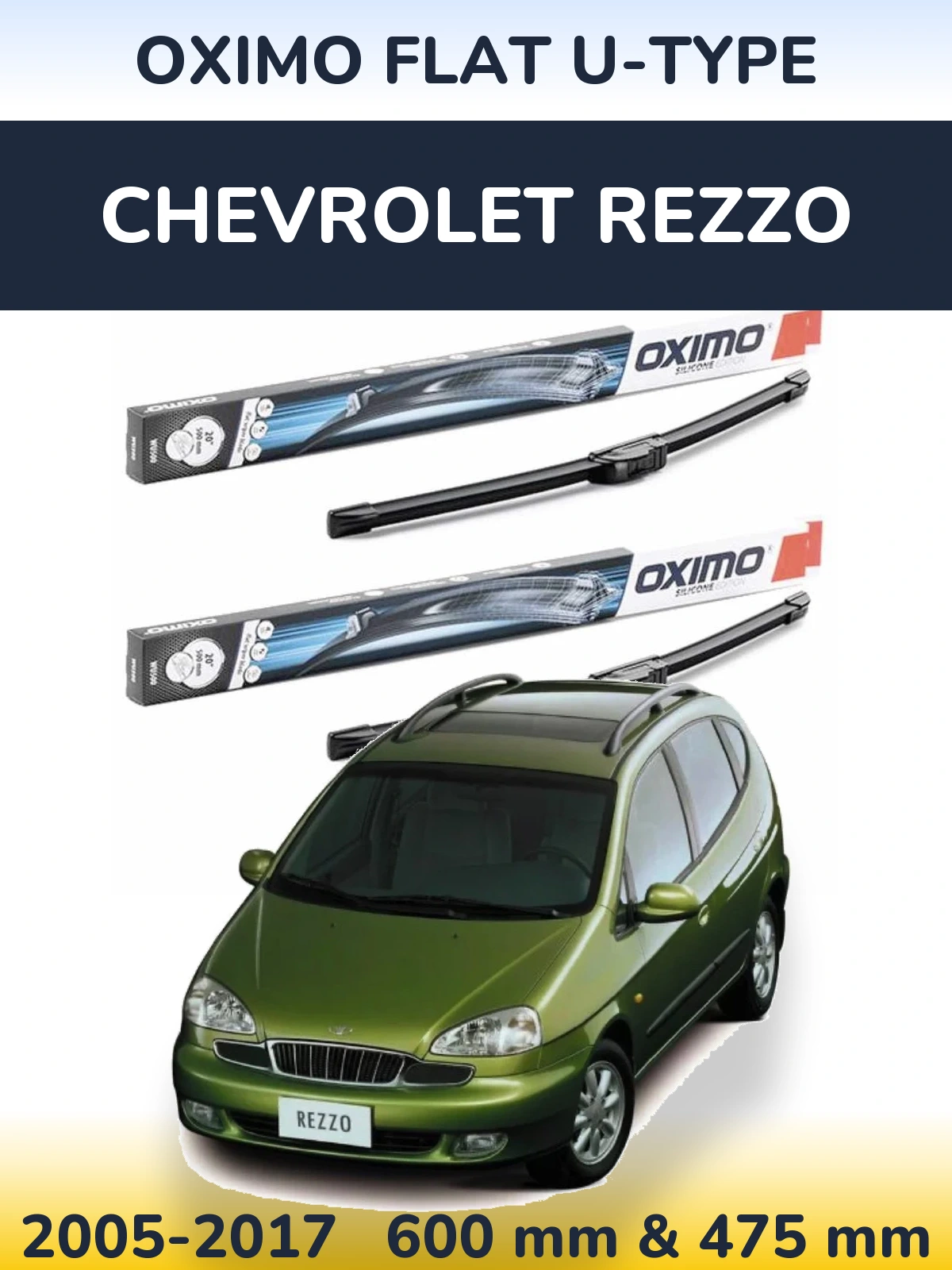 Torkarblad Oximo Flat U-type för Chevrolet Rezzo
