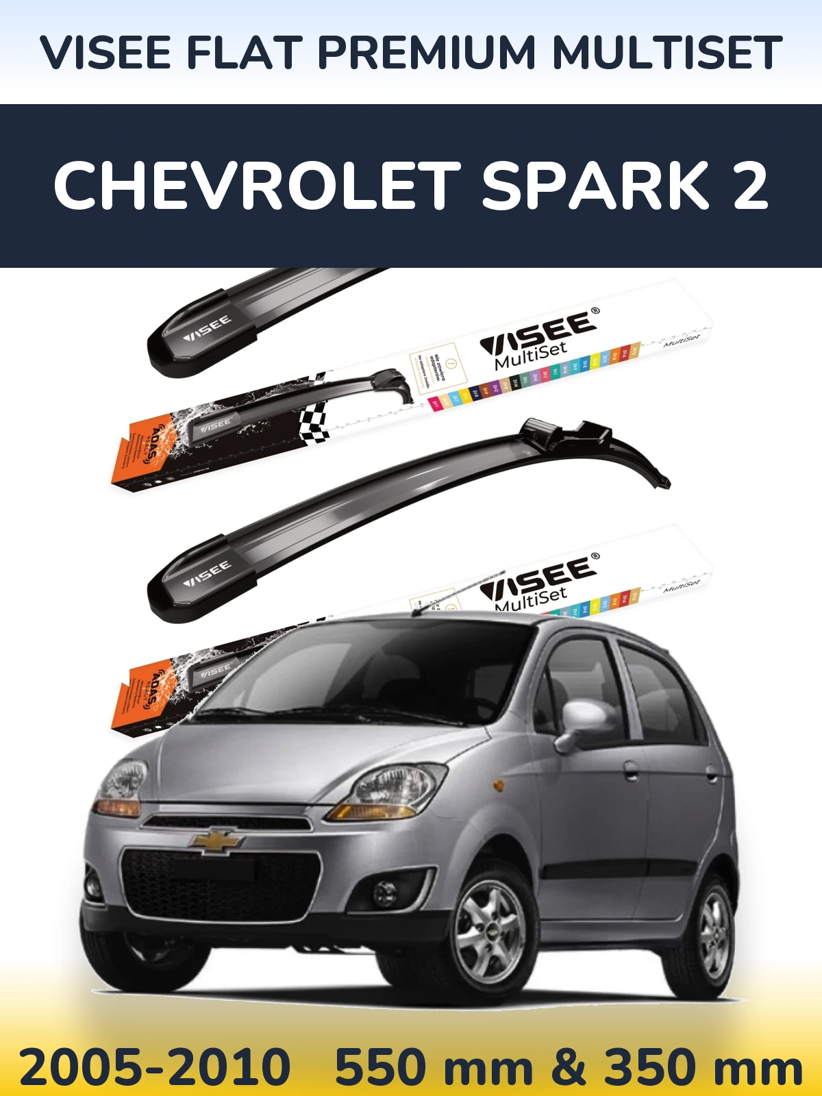 Torkarblad VISEE FLAT PREMIUM MultiSet för Chevrolet Spark 2