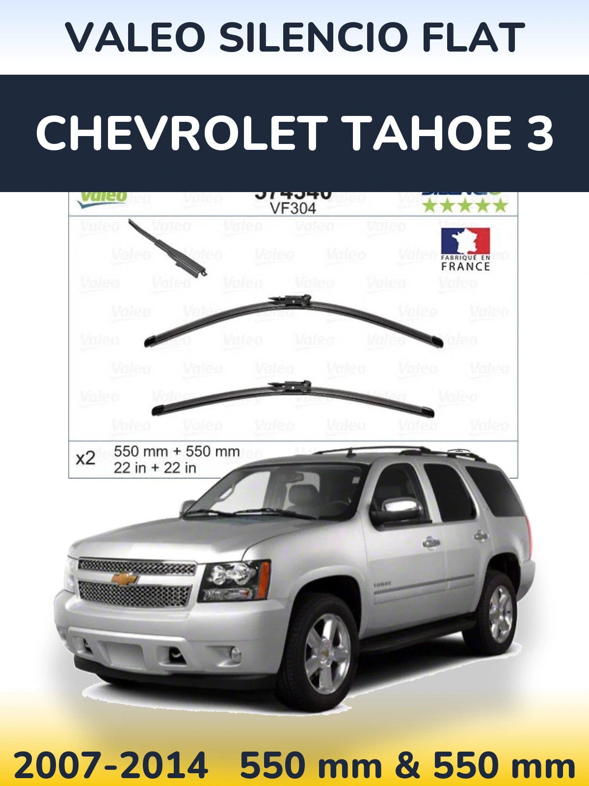Torkarblad Valeo Silencio Flat för Chevrolet Tahoe 3
