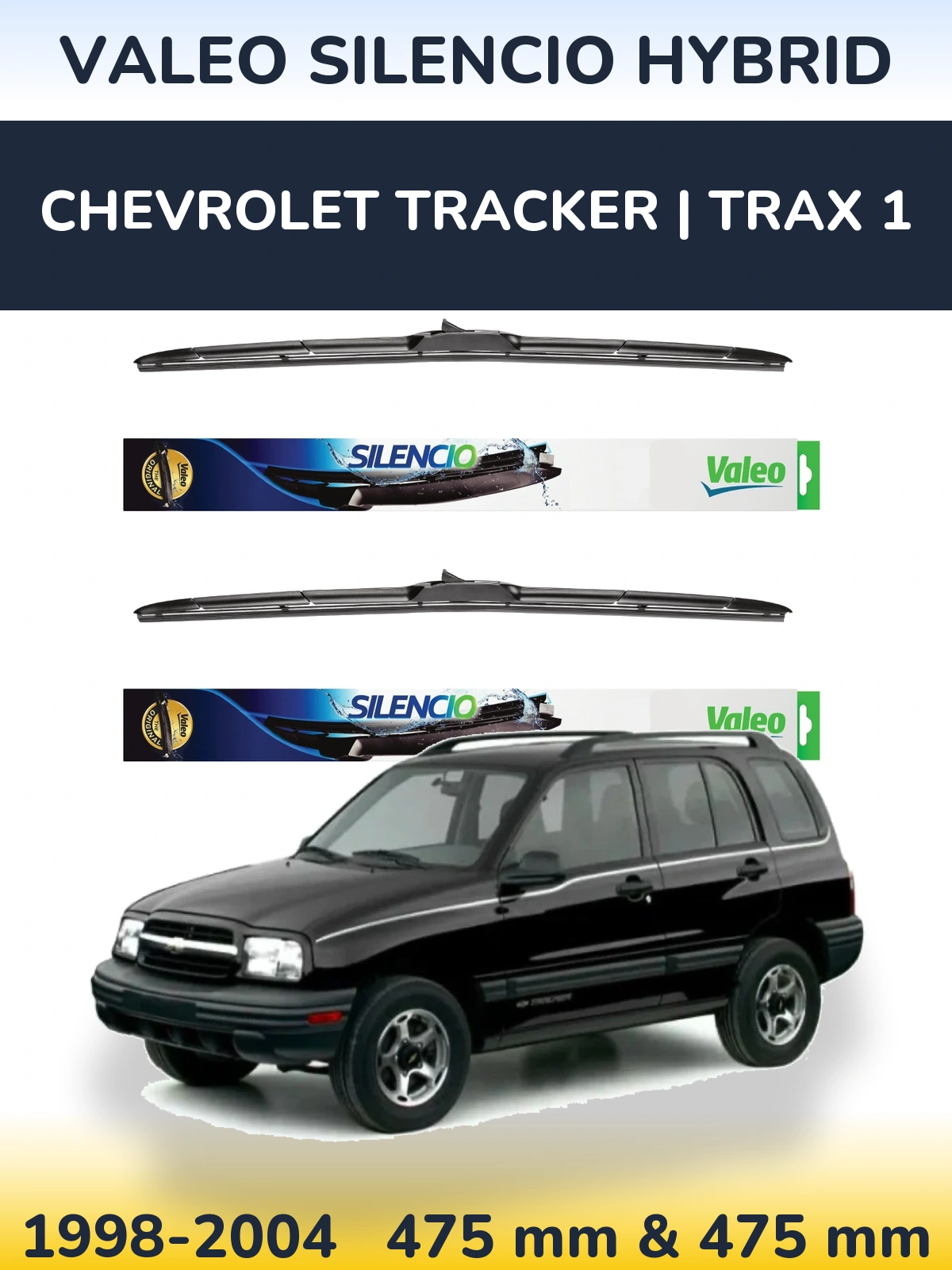 Комплект передніх щіток Valeo Silencio Hybrid 475 & 475 мм для Chevrolet Tracker | Trax 1 1998-2004