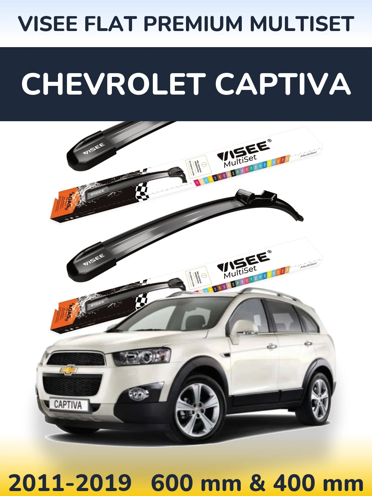 Torkarblad VISEE FLAT PREMIUM MultiSet för Chevrolet Captiva