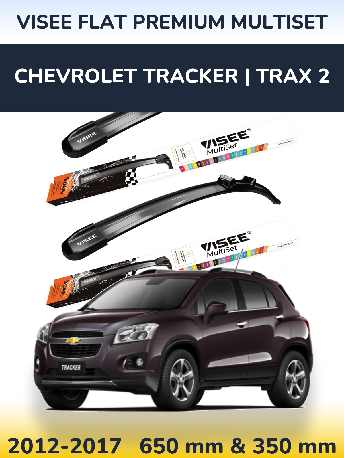 Torkarblad VISEE FLAT PREMIUM MultiSet för Chevrolet Tracker | Trax 2