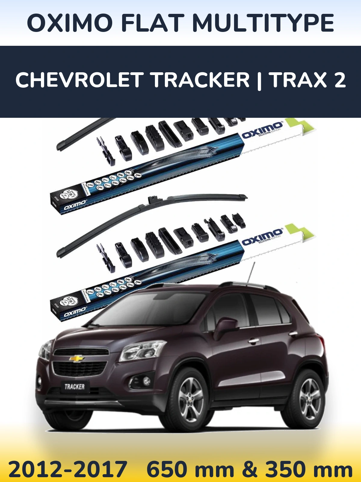 Комплект передних дворников Oximo Flat MultiТипe 650 & 350 мм для Chevrolet Tracker | Trax 2 2012-2017