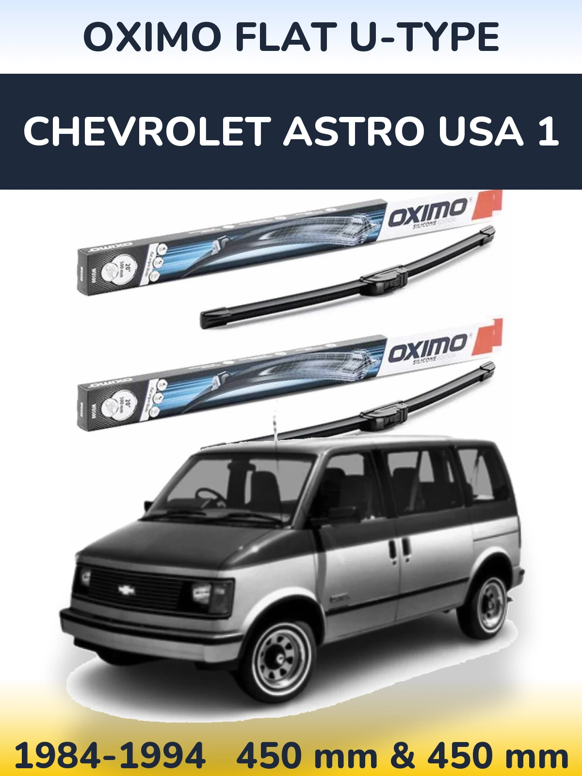 Torkarblad Oximo Flat U-type för Chevrolet Astro USA 1