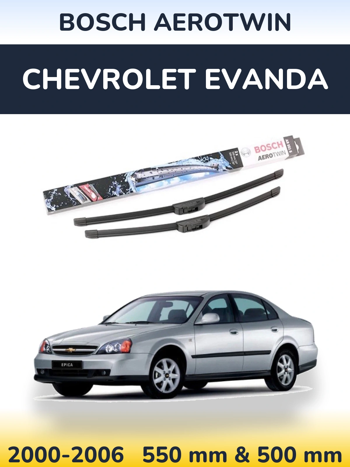 Комплект передніх щіток BOSCH AeroTwin 550 & 500 мм для Chevrolet Evanda 2000-2006