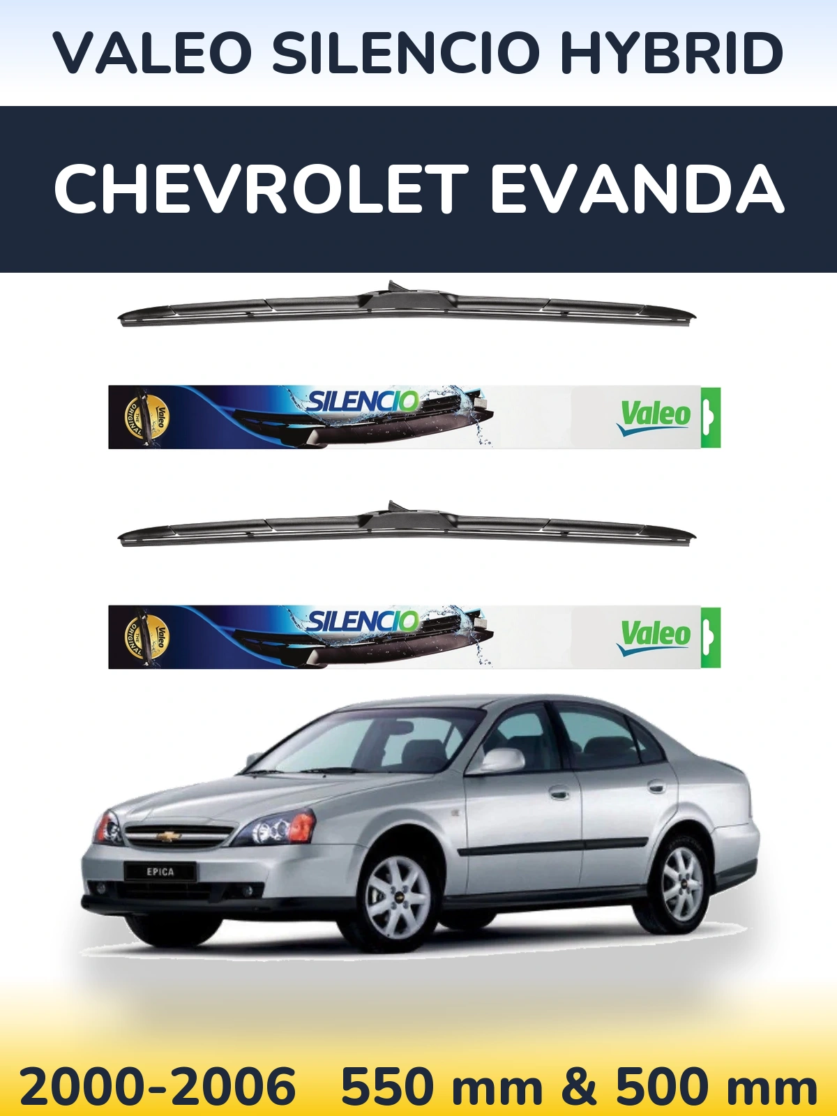 Torkarblad Valeo Silencio Hybrid för Chevrolet Evanda