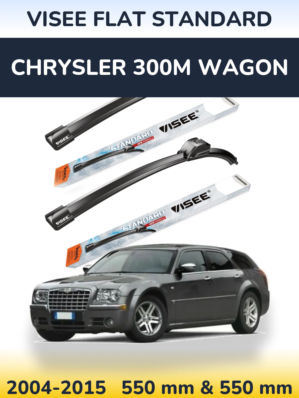 Комплект передних дворников VISEE FLAT STANDARD 550 & 550 мм для Chrysler 300M Wagon 2004-2015