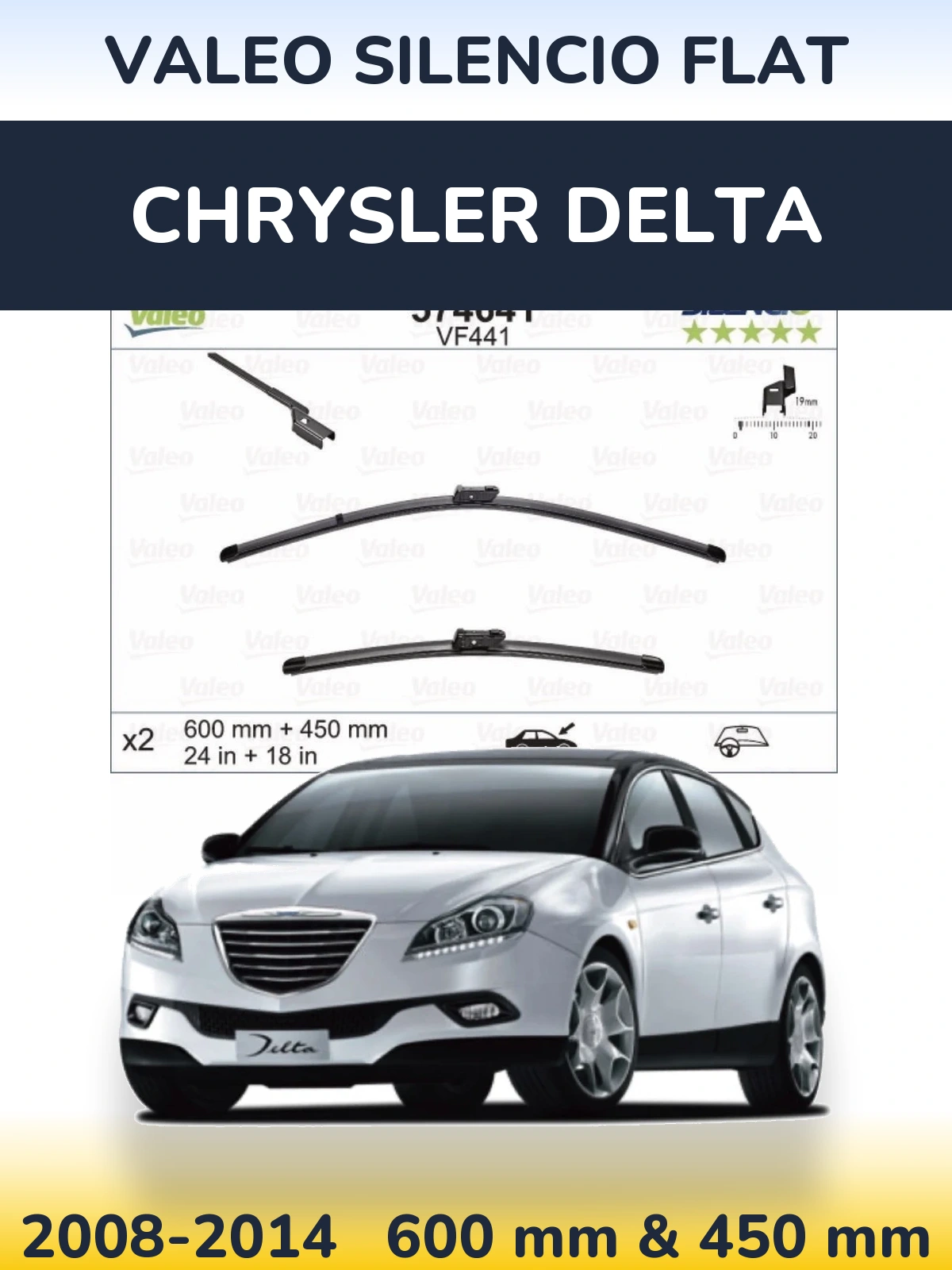 Torkarblad Valeo Silencio Flat för Chrysler Delta
