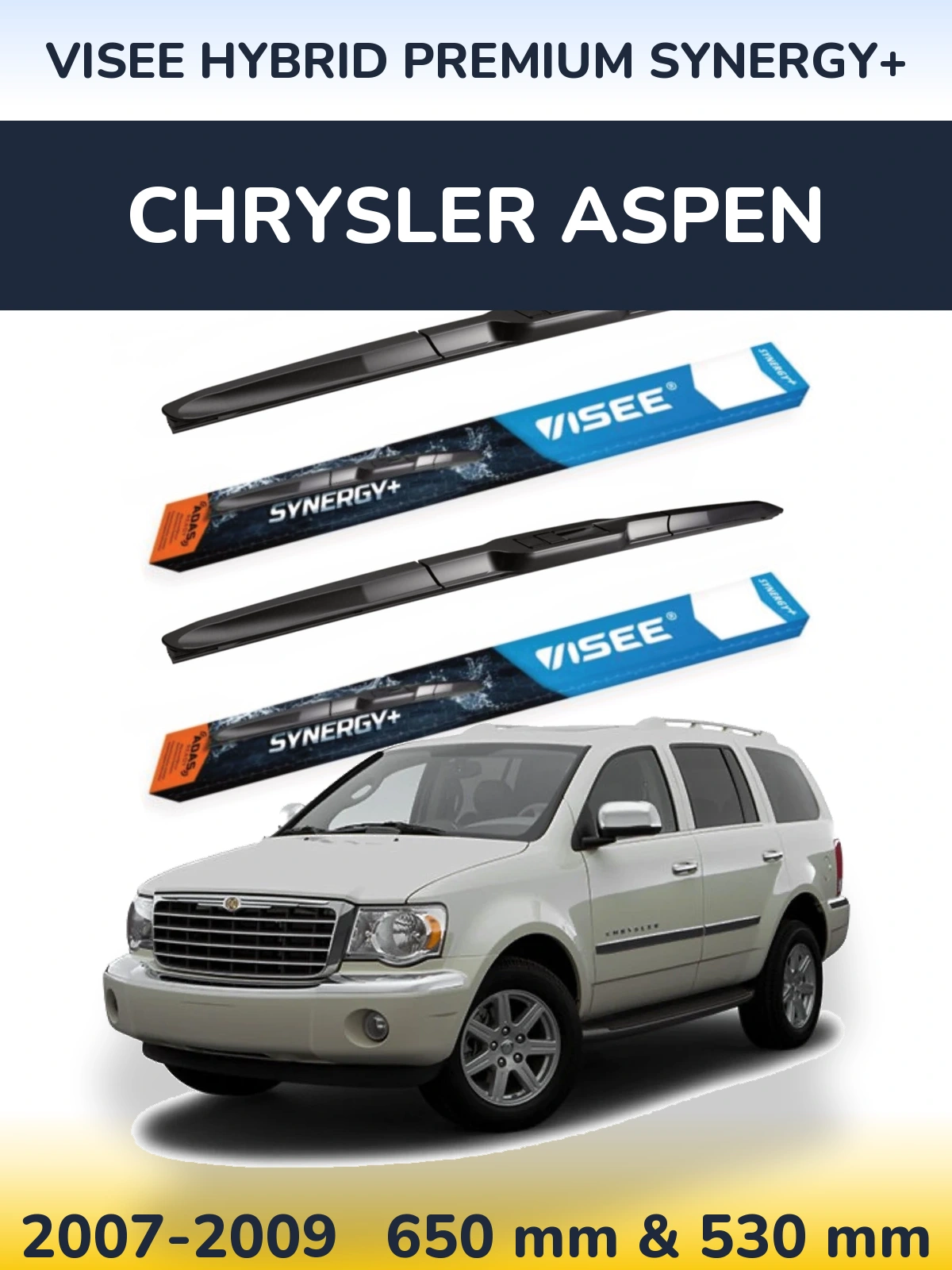 Комплект передніх щіток VISEE HYBRID PREMIUM SYNERGY+ 650 & 530 мм для Chrysler Aspen 2007-2009