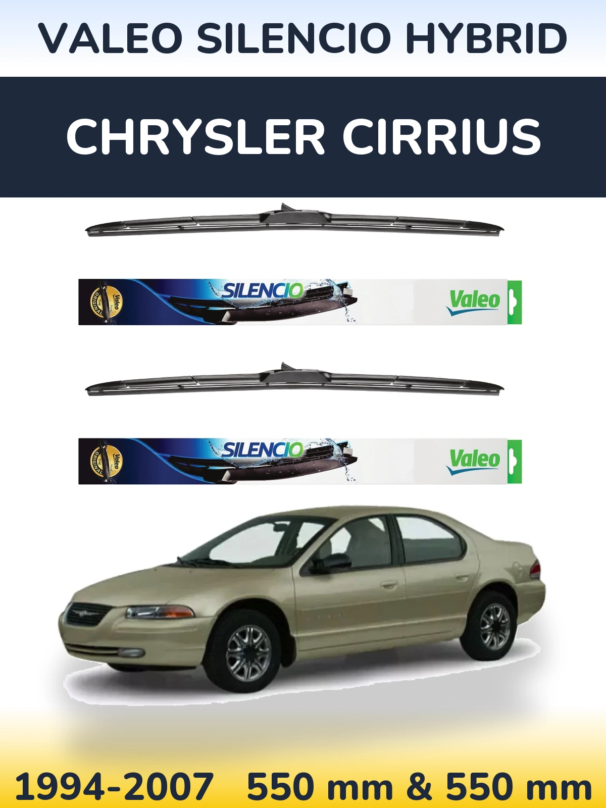 Torkarblad Valeo Silencio Hybrid för Chrysler Cirrius