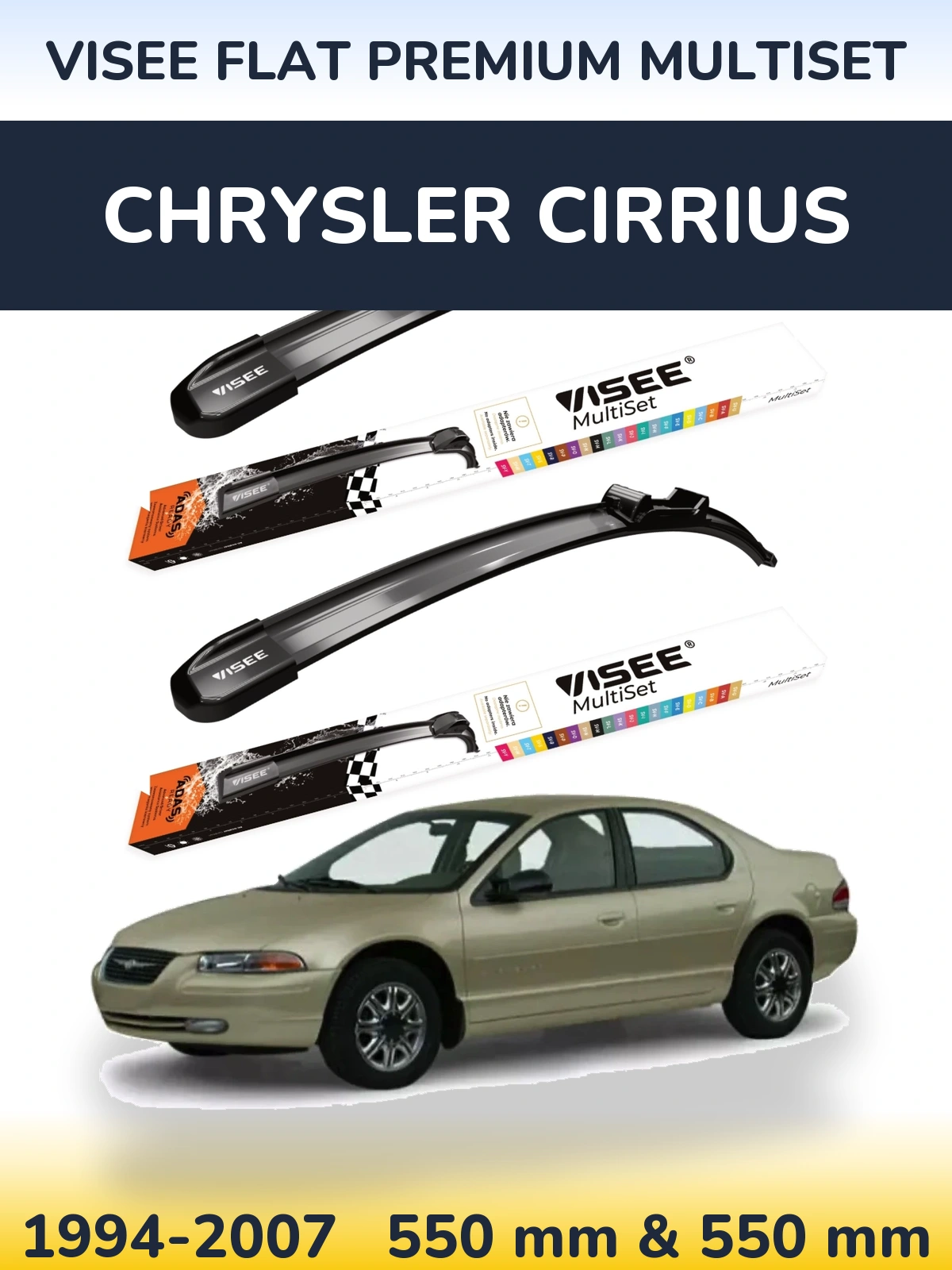 Torkarblad VISEE FLAT PREMIUM MultiSet för Chrysler Cirrius