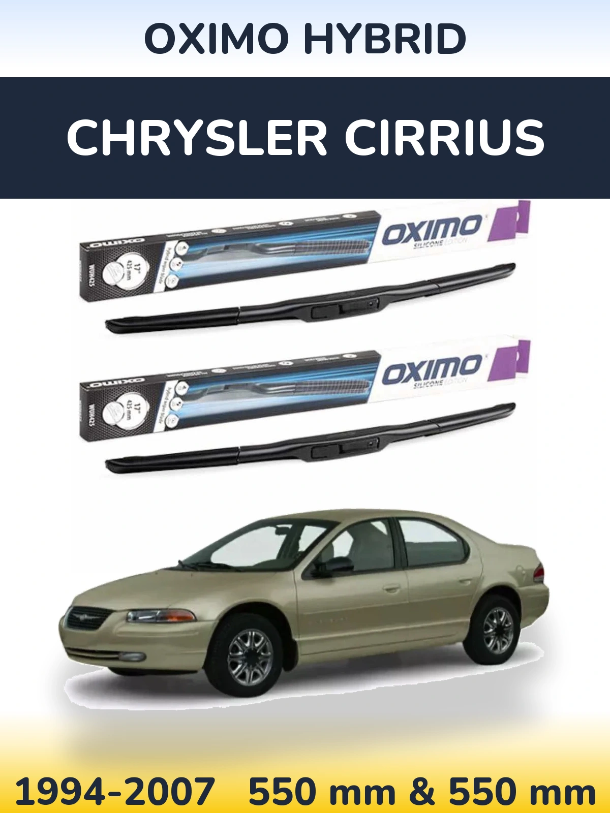 Front wiper blade set Oximo Hybrid 550 & 550 mm for Chrysler Cirrius 1994-2007