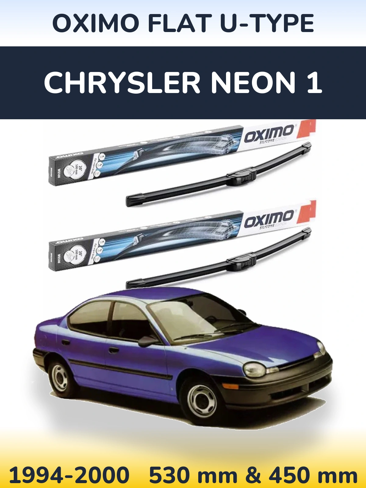 Комплект передних дворников Oximo Flat U-type 530 & 450 мм для Chrysler Neon 1 1994-2000
