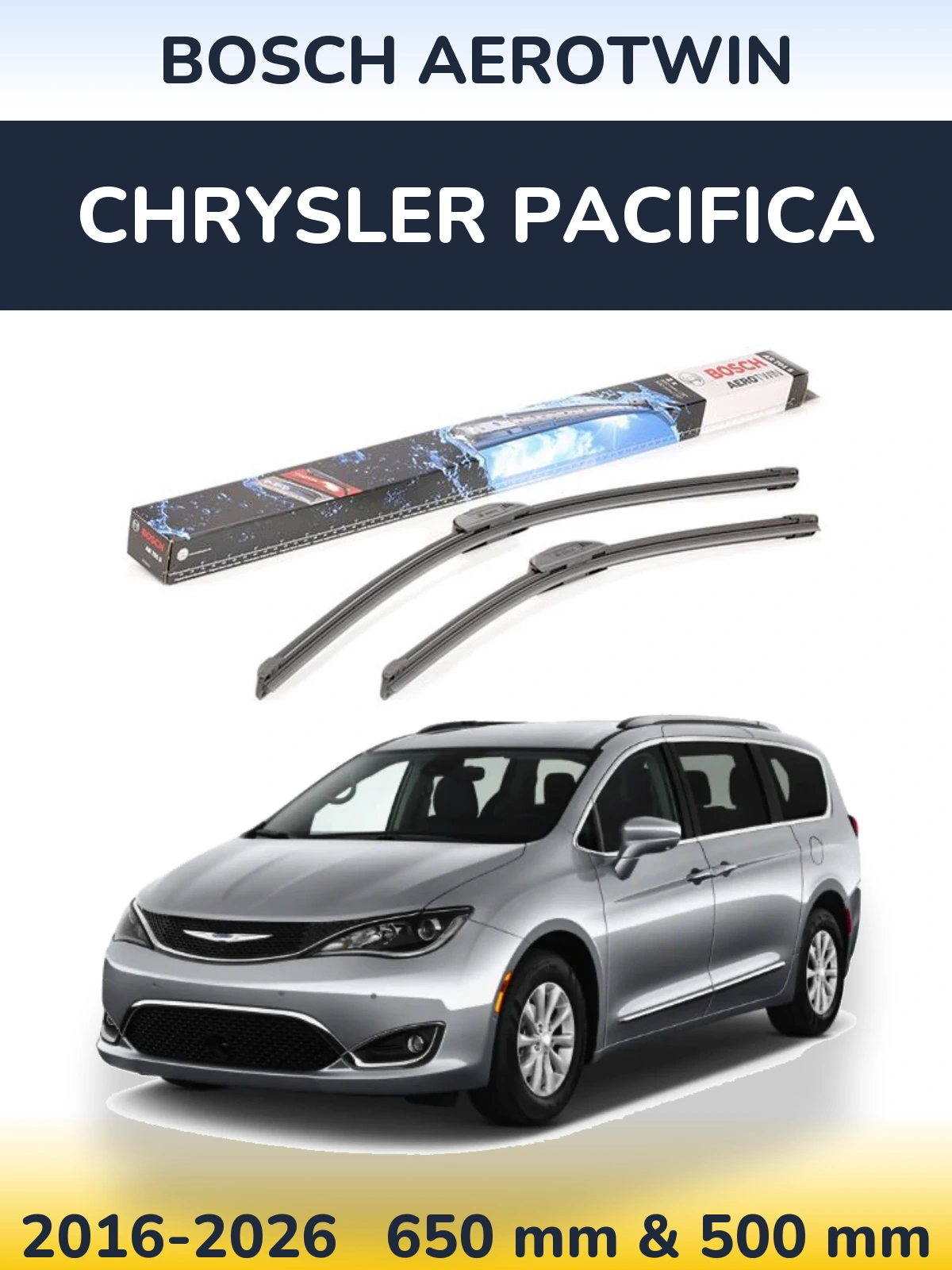 Комплект передніх щіток BOSCH AeroTwin 650 & 500 мм для Chrysler Pacifica 2016-2026