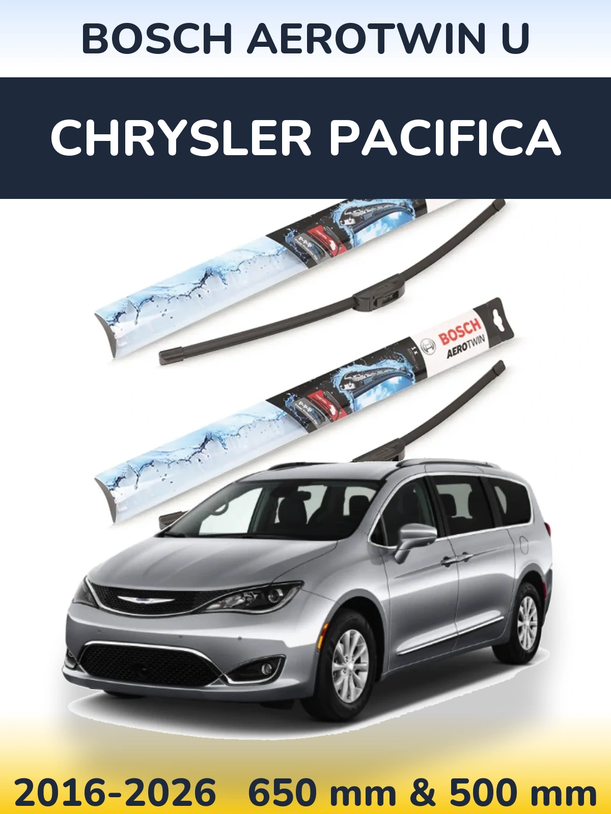Комплект передніх щіток BOSCH AeroTwin U 650 & 500 мм для Chrysler Pacifica 2016-2026