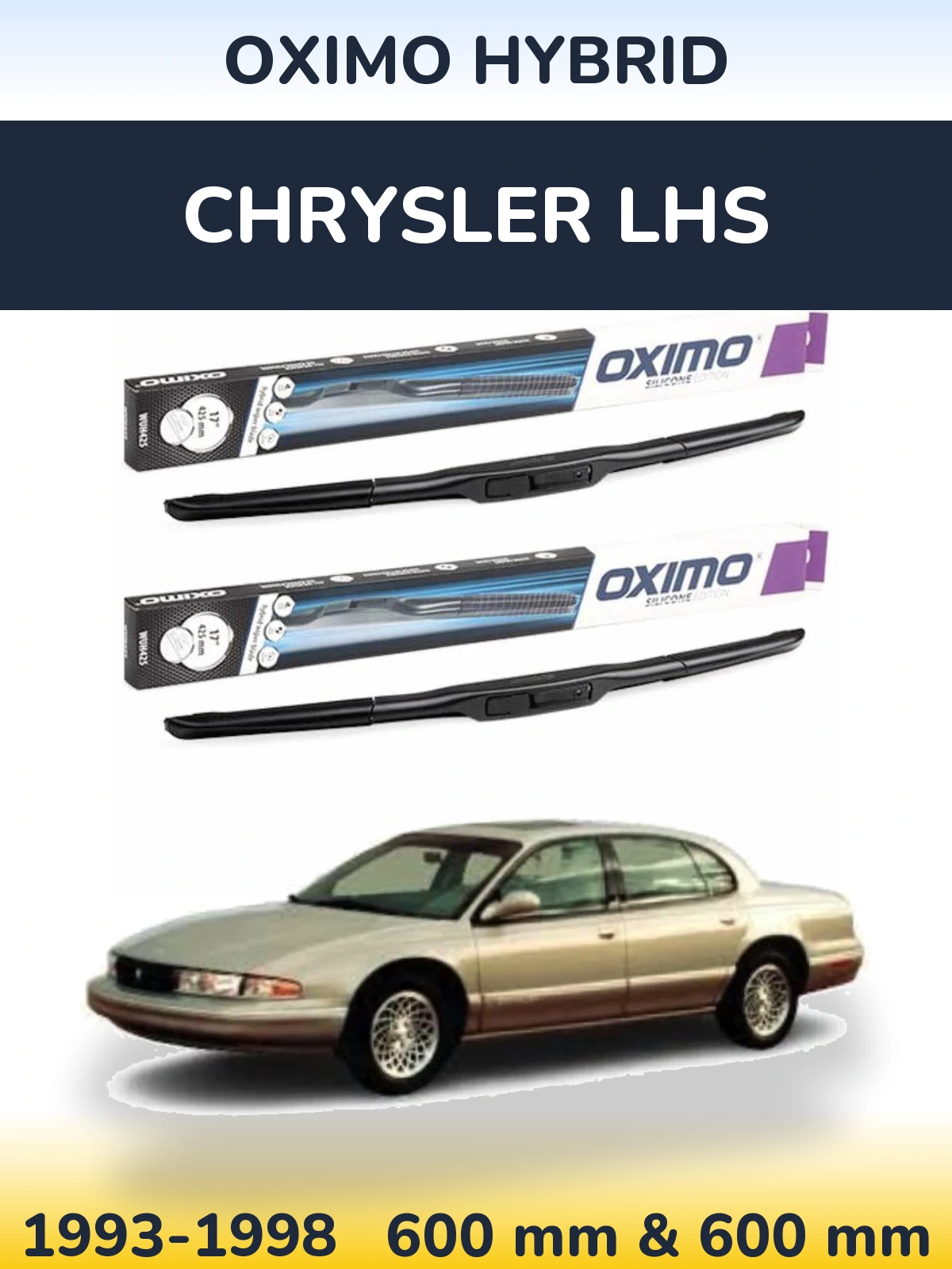 Комплект передних дворников Oximo Hybrid 600 & 600 мм для Chrysler LHS 1993-1998
