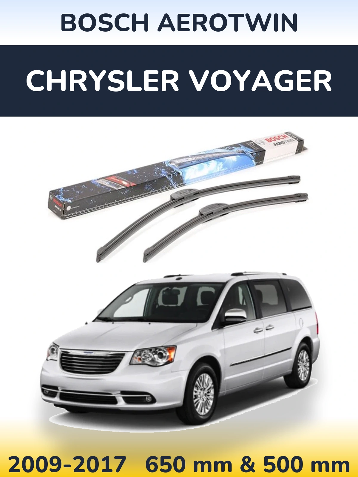 Комплект передніх щіток BOSCH AeroTwin 650 & 500 мм для Chrysler Voyager 2009-2017