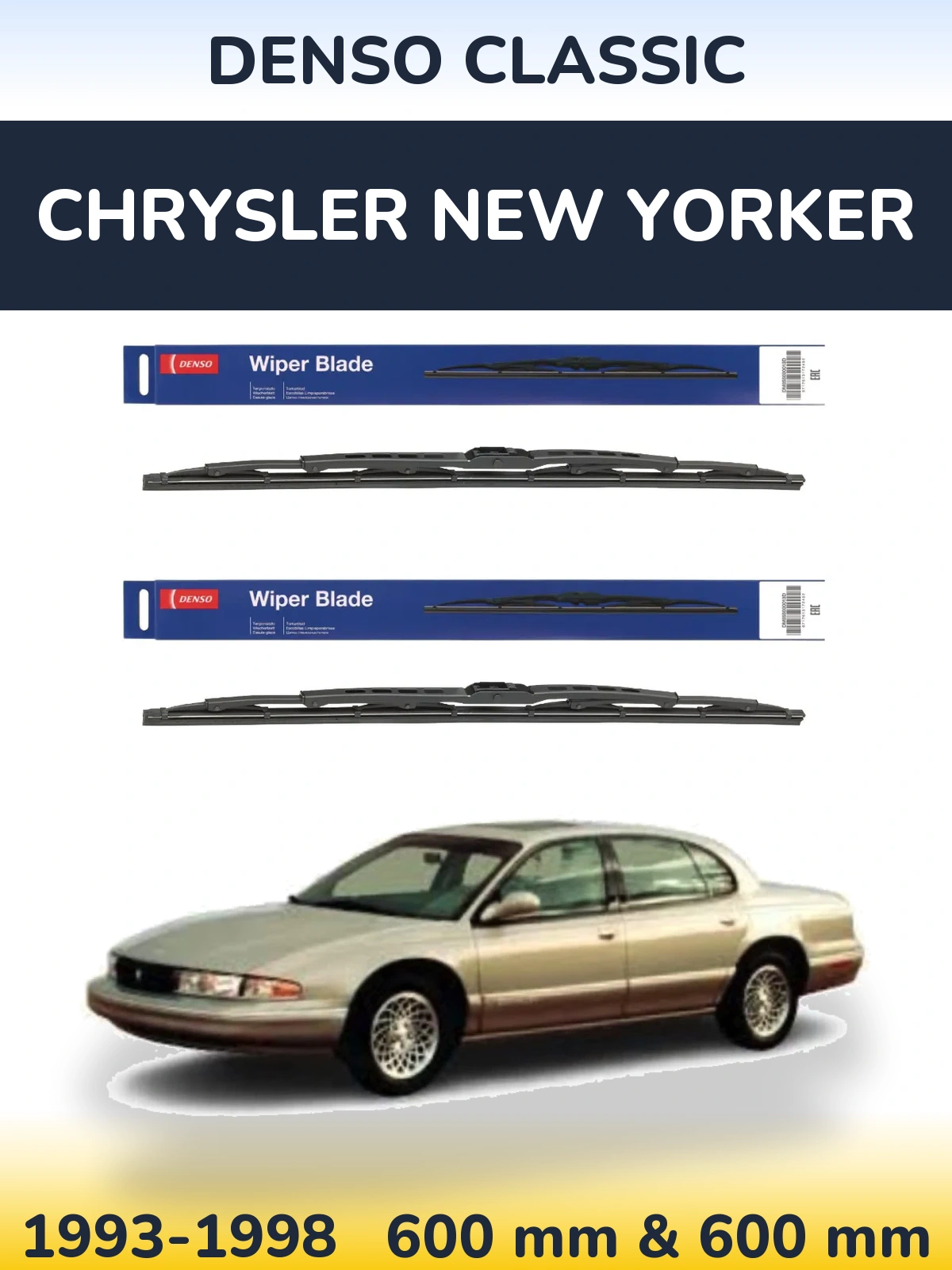 Комплект передніх щіток Denso Classic 600 & 600 мм для Chrysler New Yorker 1993-1998