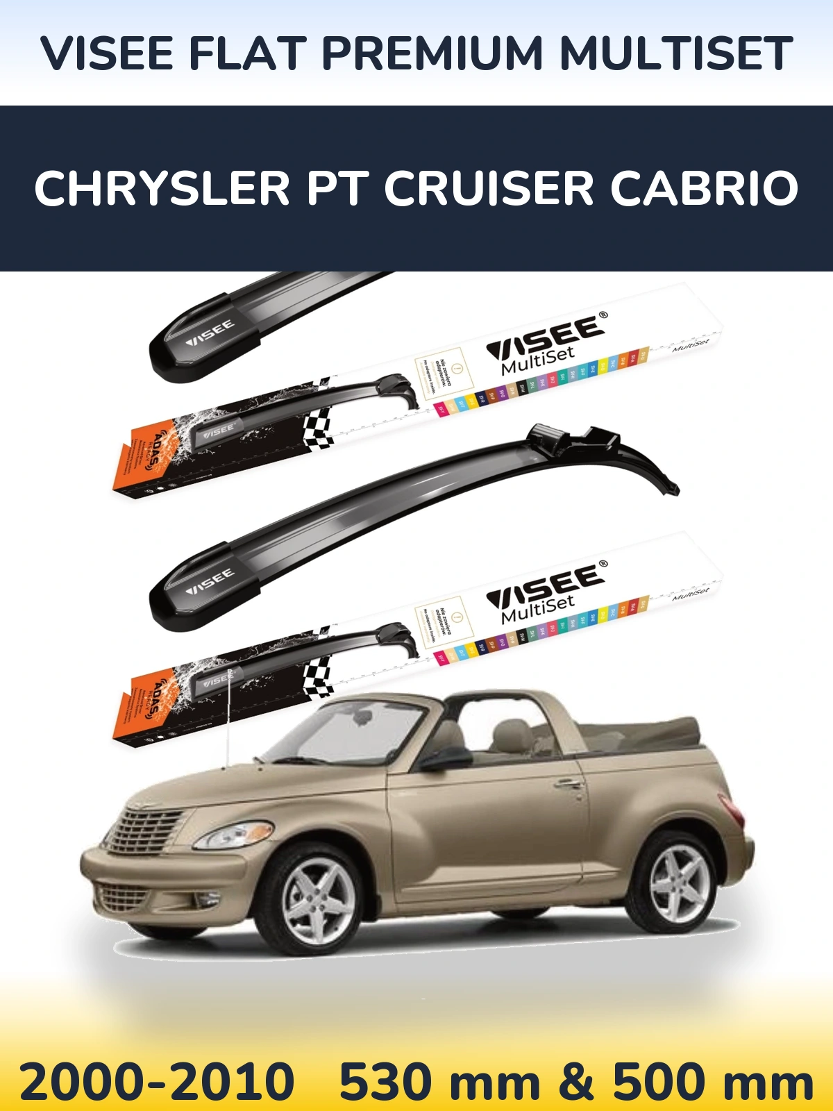 Torkarblad VISEE FLAT PREMIUM MultiSet för Chrysler PT Cruiser Cabrio