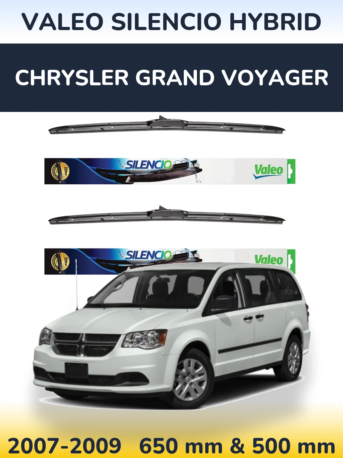 Torkarblad Valeo Silencio Hybrid för Chrysler Grand Voyager