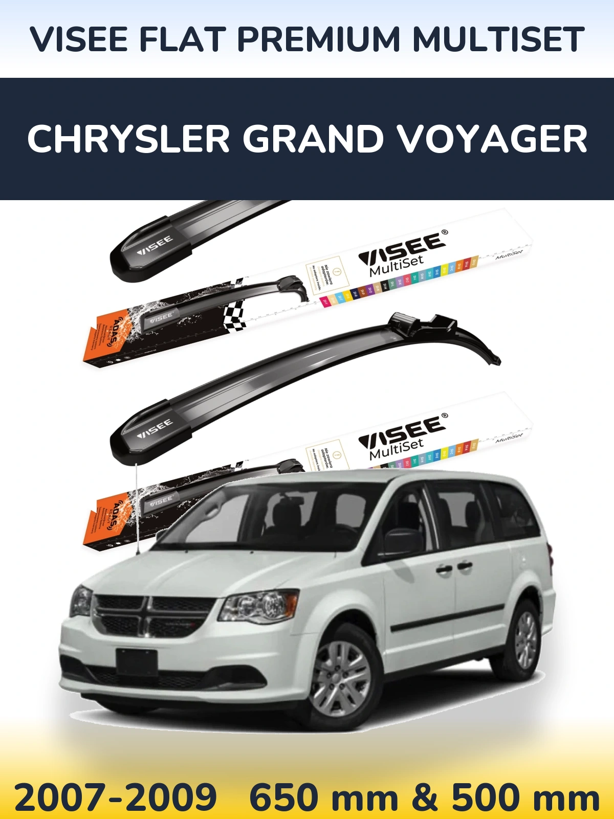 Torkarblad VISEE FLAT PREMIUM MultiSet för Chrysler Grand Voyager