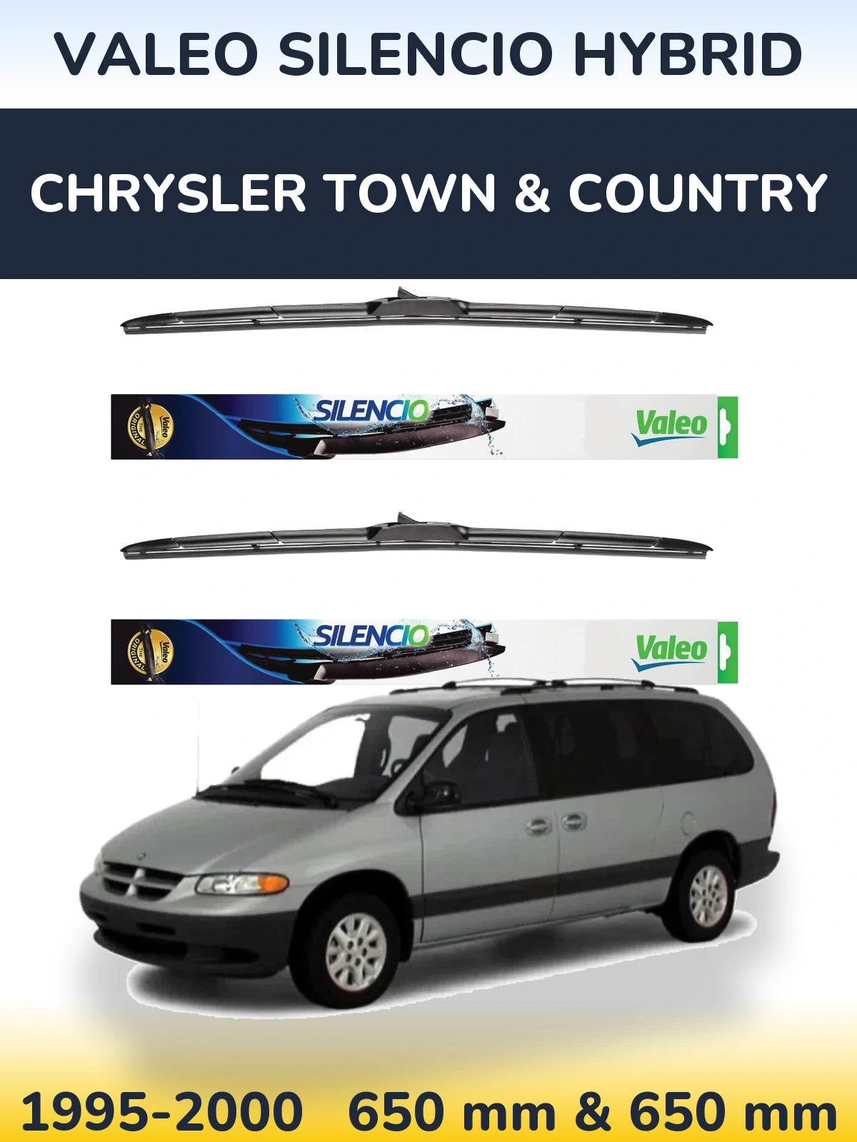 Torkarblad Valeo Silencio Hybrid för Chrysler Town & Country