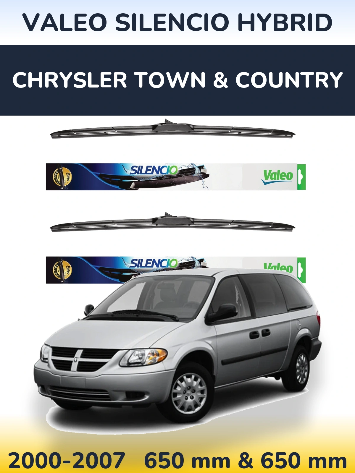 Torkarblad Valeo Silencio Hybrid för Chrysler Town & Country