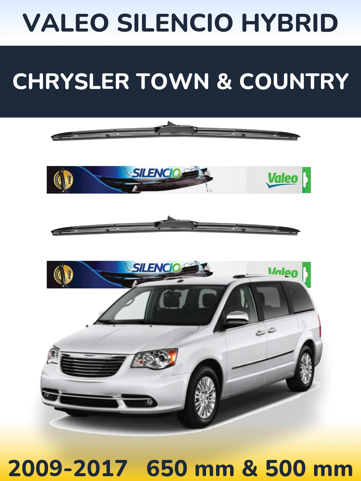 Torkarblad Valeo Silencio Hybrid för Chrysler Town & Country