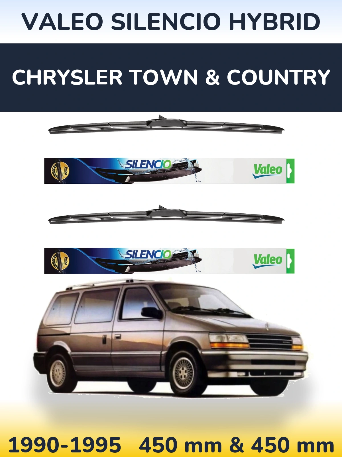 Torkarblad Valeo Silencio Hybrid för Chrysler Town & Country