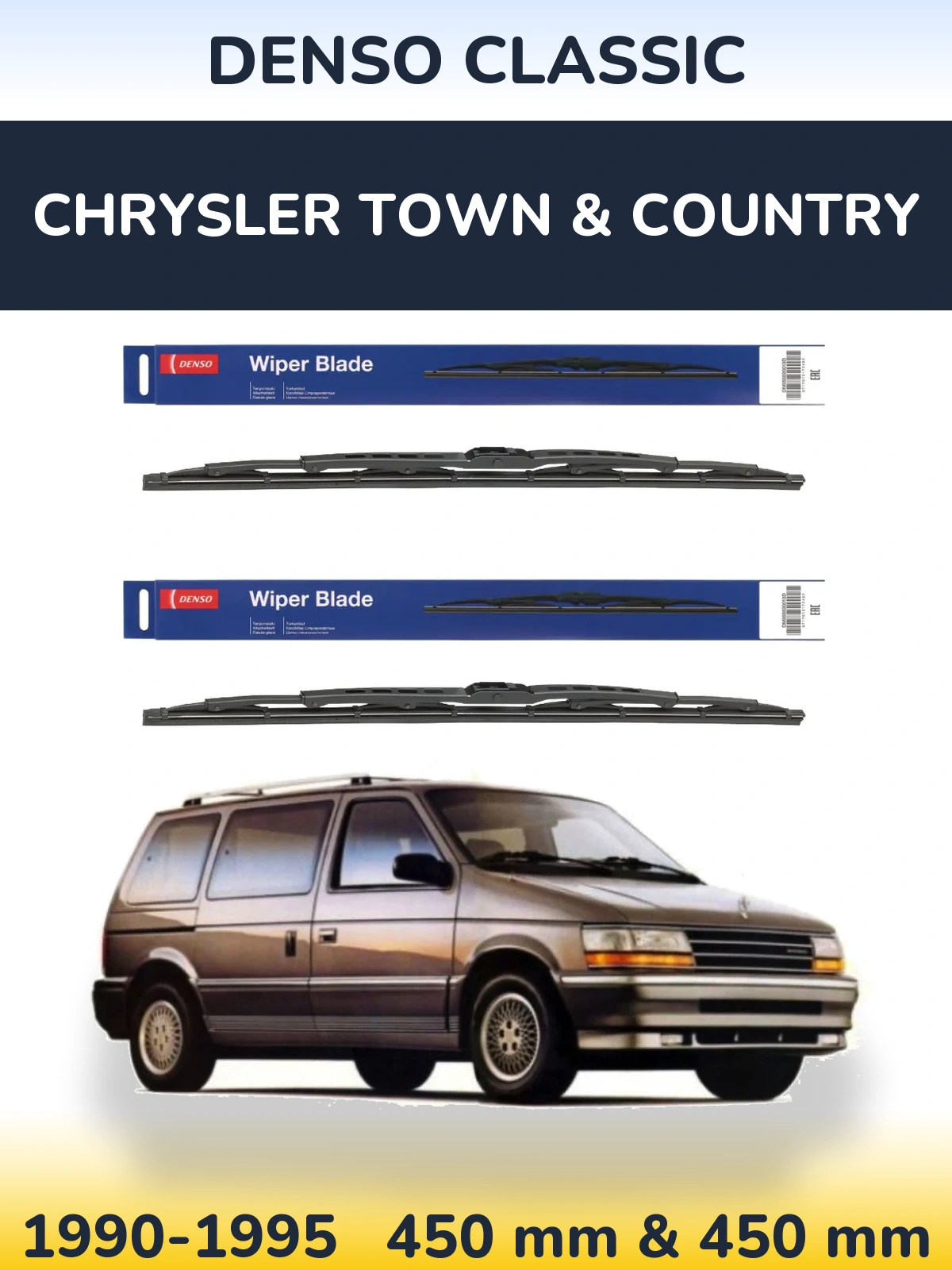 Комплект передних дворников Denso Classic 450 & 450 мм для Chrysler Town & Country 1990-1995