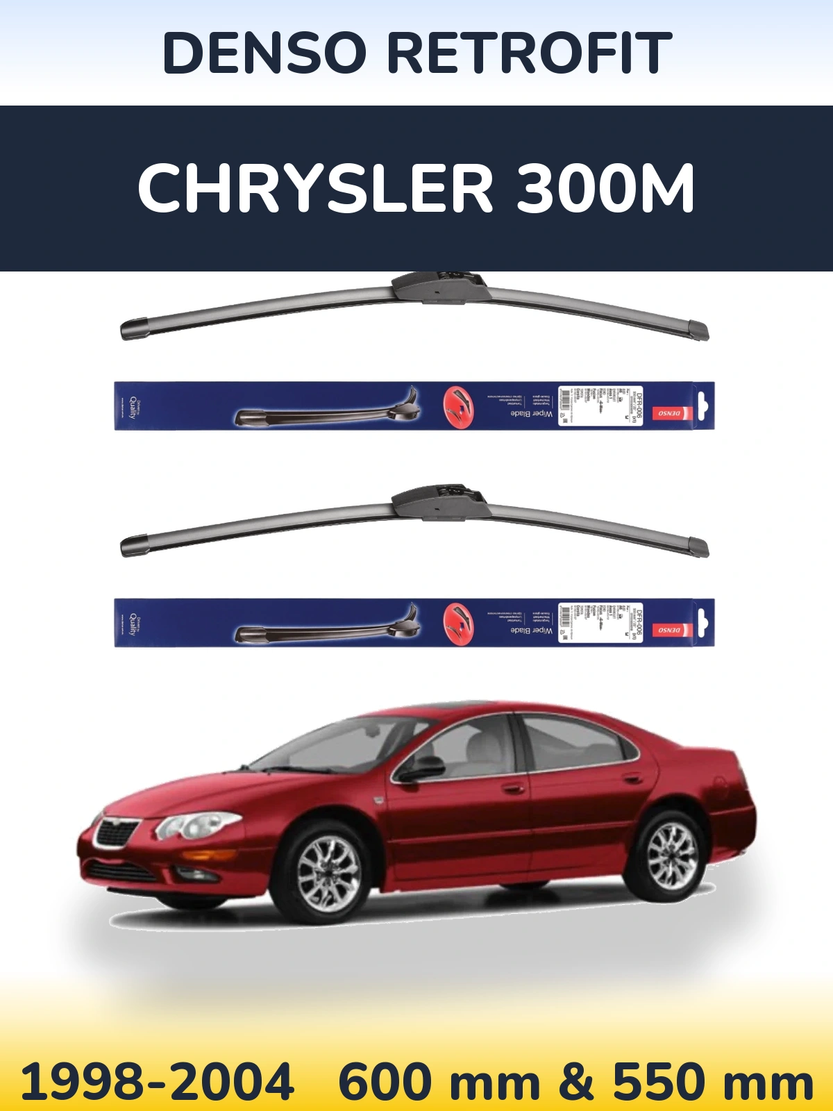 Front wiper blade set Denso Retrofit 600 & 550 mm for Chrysler 300M 1998-2004