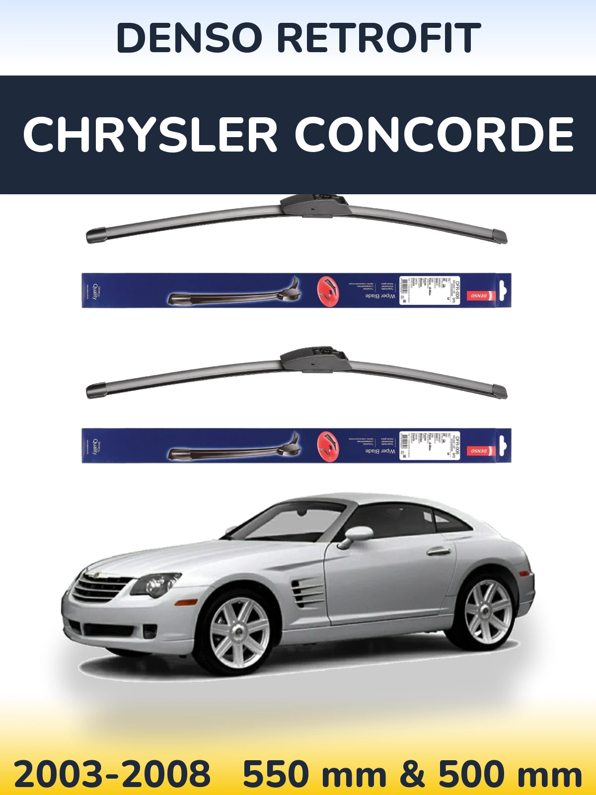 Комплект передних дворников Denso Retrofit 550 & 500 мм для Chrysler Concorde 2003-2008