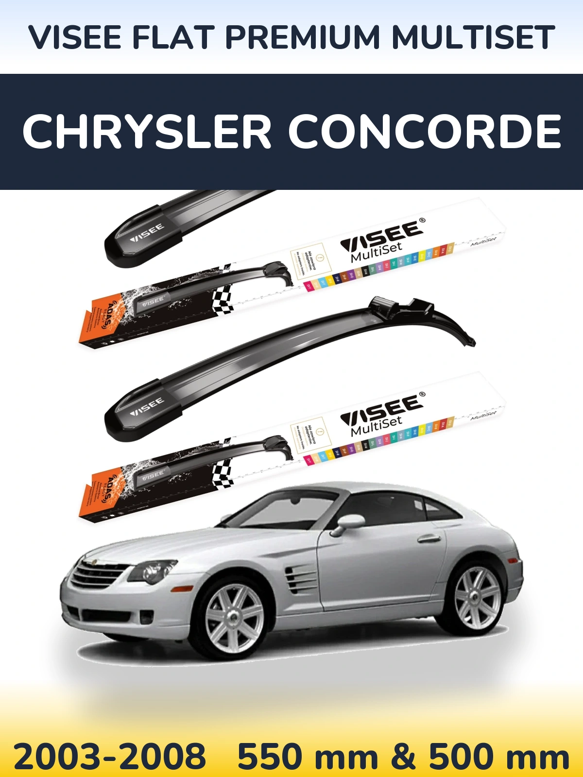Torkarblad VISEE FLAT PREMIUM MultiSet för Chrysler Concorde