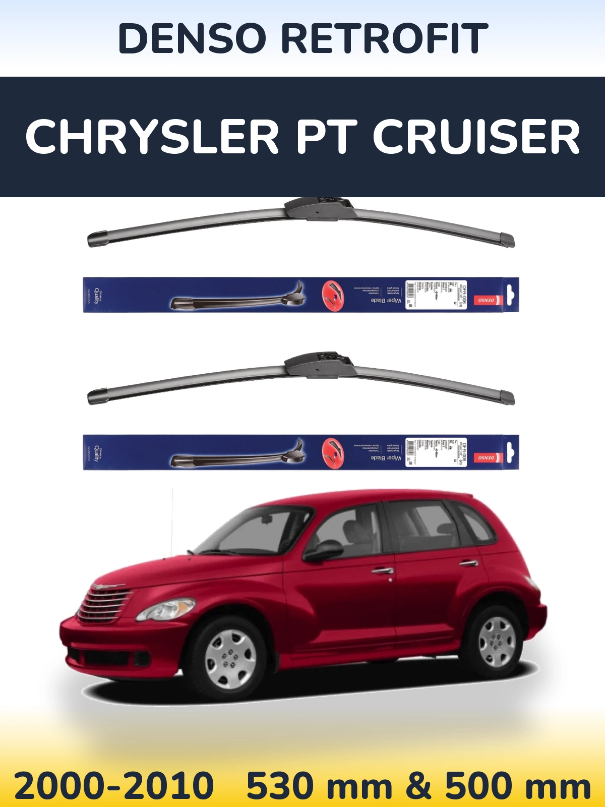 Комплект передних дворников Denso Retrofit 530 & 500 мм для Chrysler PT Cruiser 2000-2010