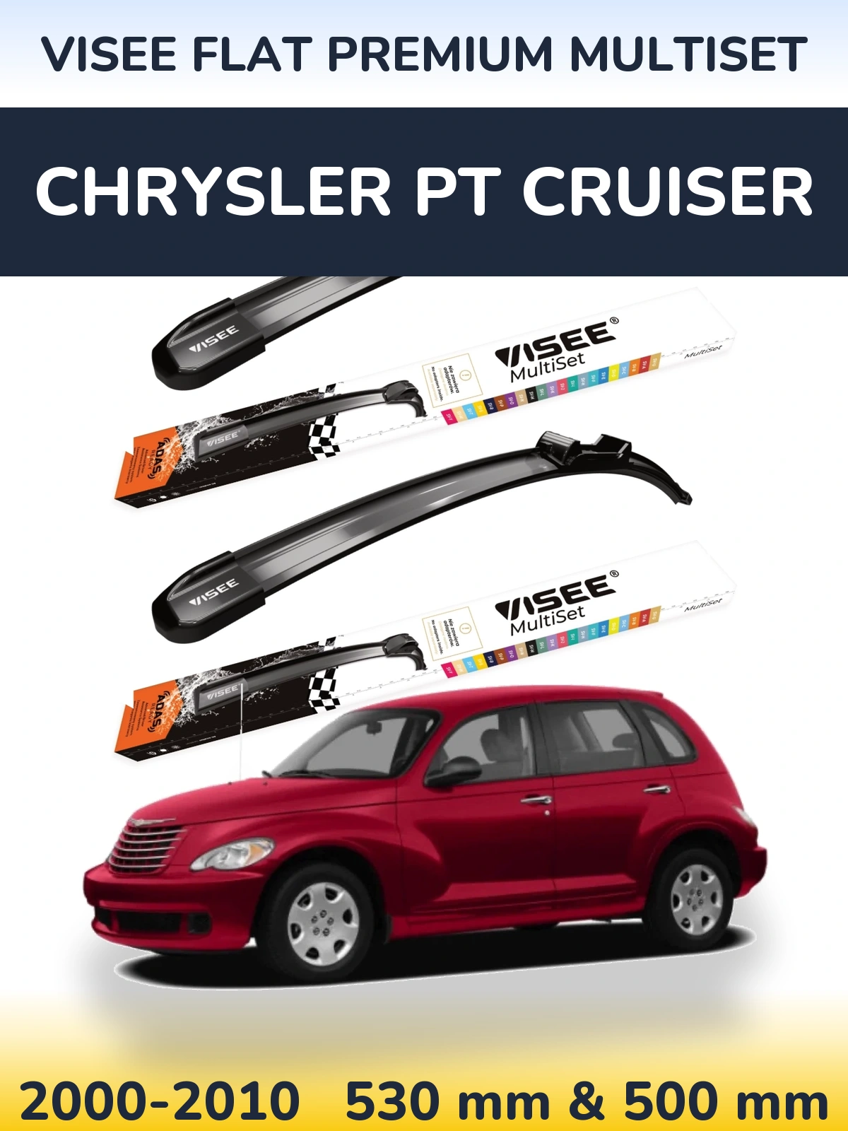 Torkarblad VISEE FLAT PREMIUM MultiSet för Chrysler PT Cruiser