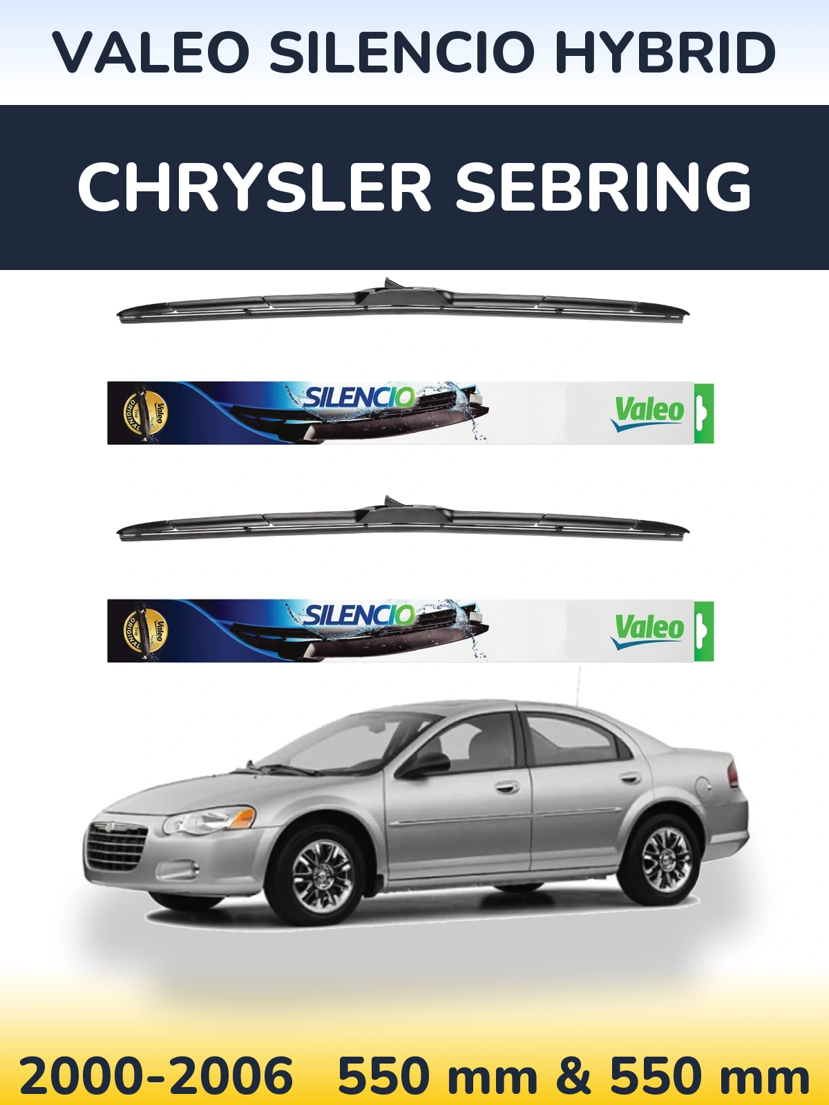 Комплект передніх щіток Valeo Silencio Hybrid 550 & 550 мм для Chrysler Sebring 2000-2006