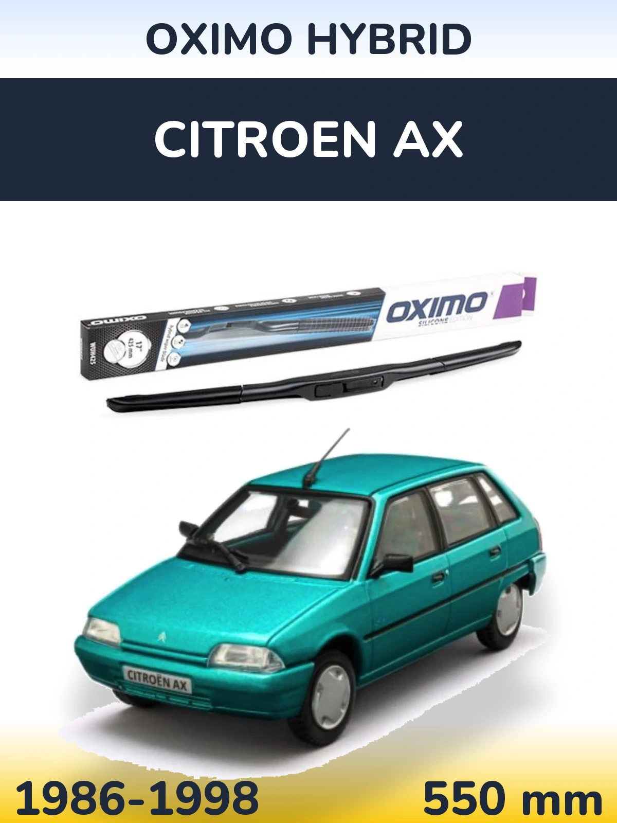 Передний дворник Oximo Hybrid 550 мм для Citroen AX 1986-1998